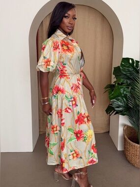 🌴 ENDLESS MOON NWOT Tropic Maxi Dress Summer Beach Vacation Resort Large L 🌴